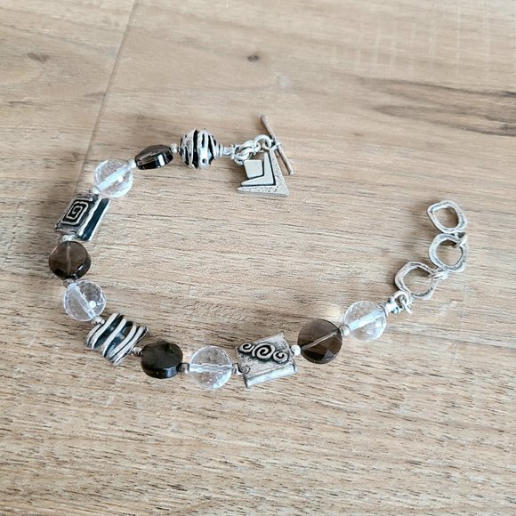 SILPADA sterling silver smokey and clear quarts Topaz bracelet. - Picture 8 of 8